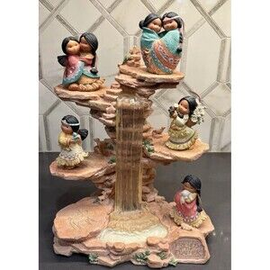 Friends Of The Feather Rock Cliff Waterfall Display Stand With Five Figurines